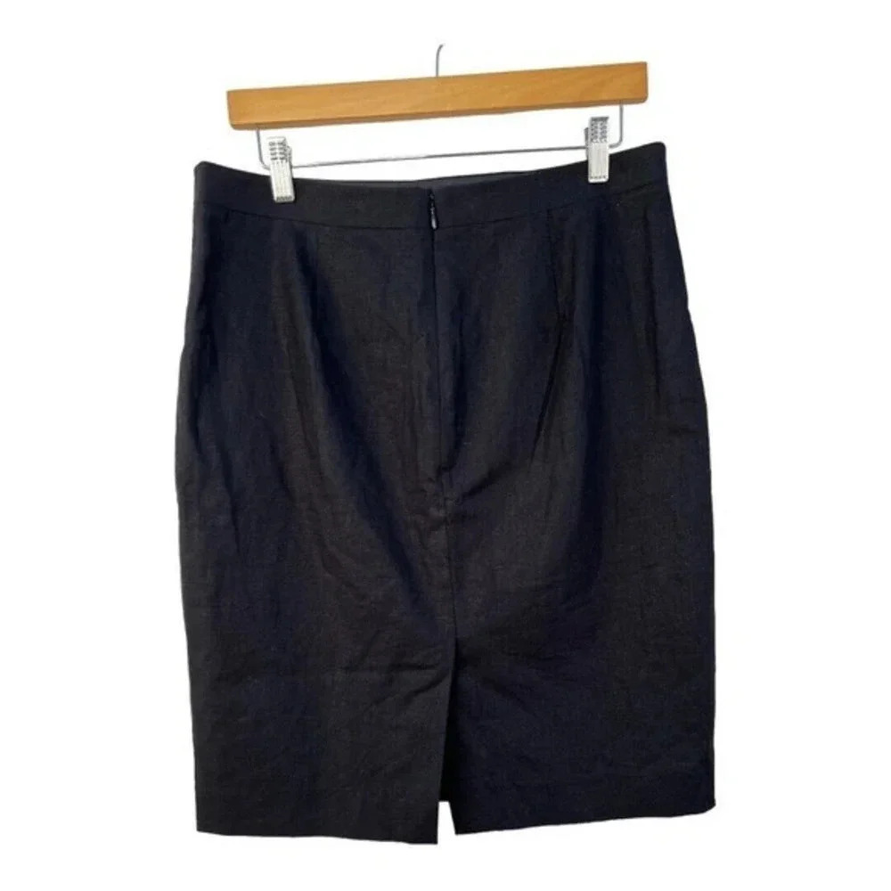 J.Crew Womens‎ Size 6 Black Linen Blend Classic Pencil Skirt Lined​​